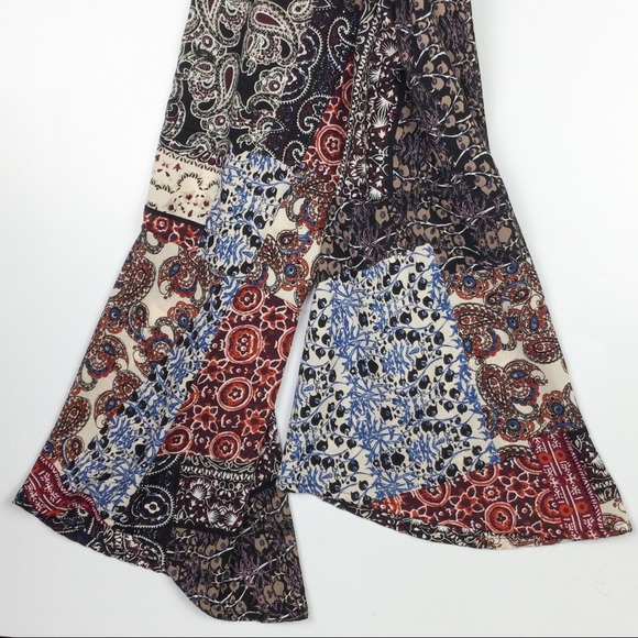 CB Button Up Blouse Flared Sleeves Paisley Ornate Buttons Multi Color Women's S - Picture 7 of 8